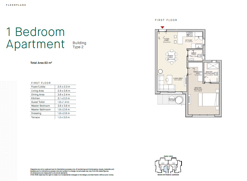 Floor plan for apartment at Garden Residence Hyde Park