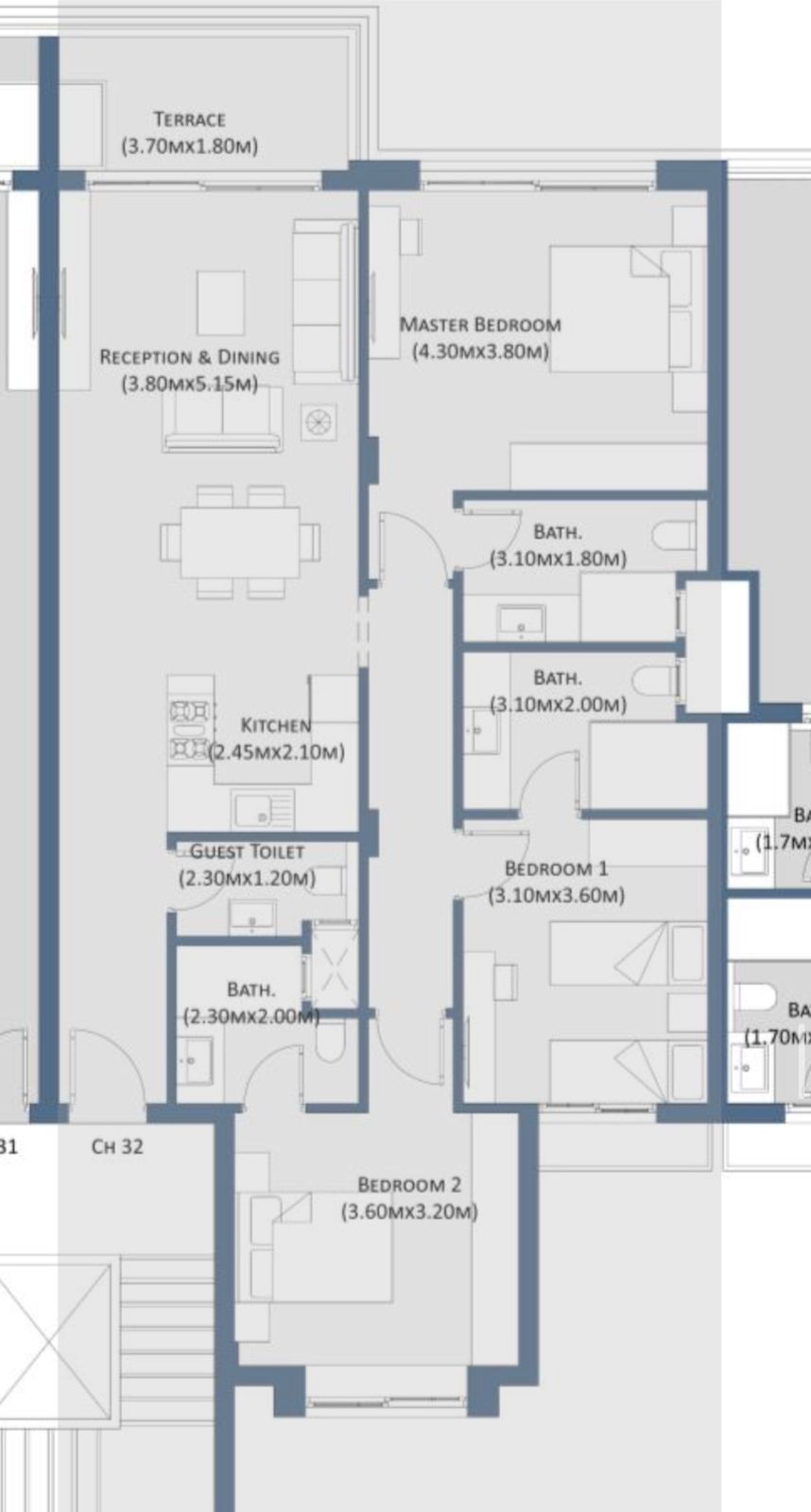 Floor plan for chalet at Hacienda White