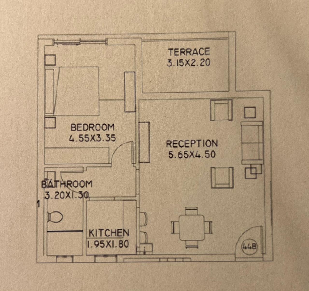 Floor plan for studio at Taj City