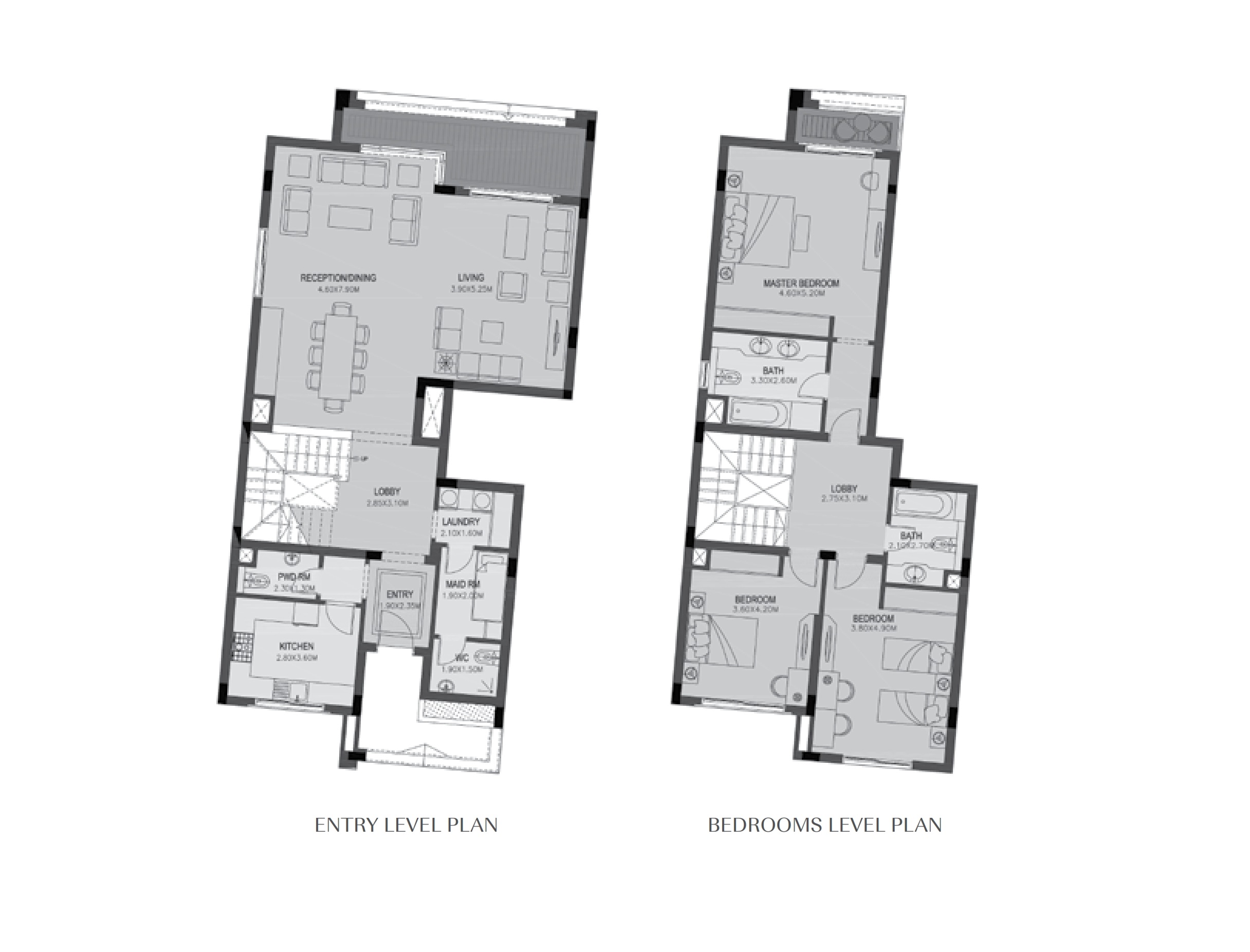 Floor plan for duplex at Uptown Cairo