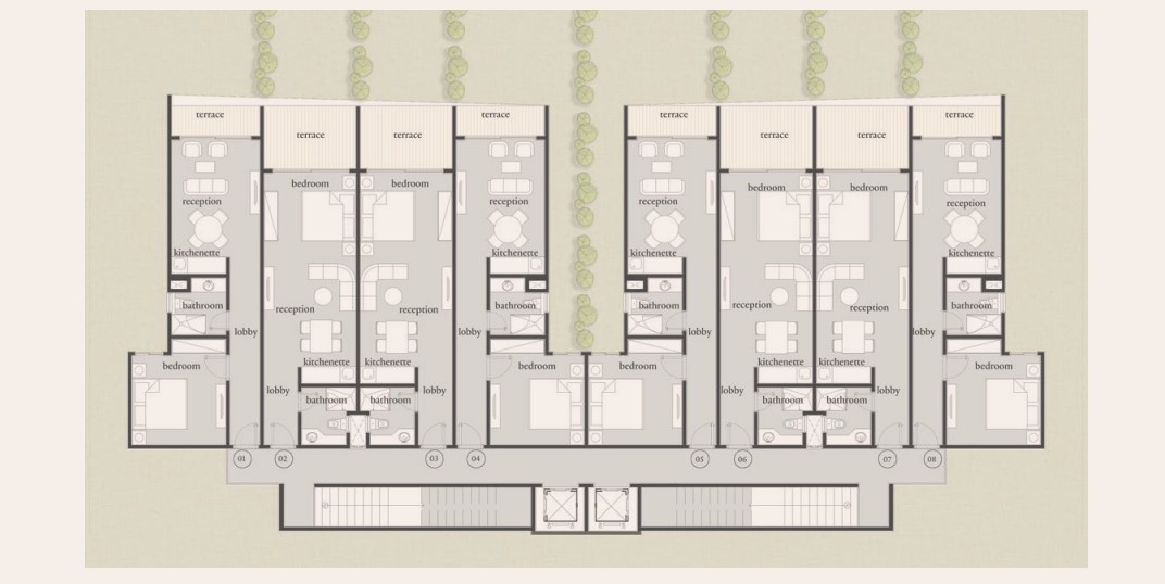 Floor plan for studio at Carnelia