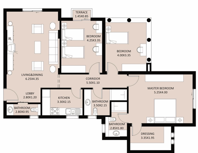Floor plan for apartment at Arabesque