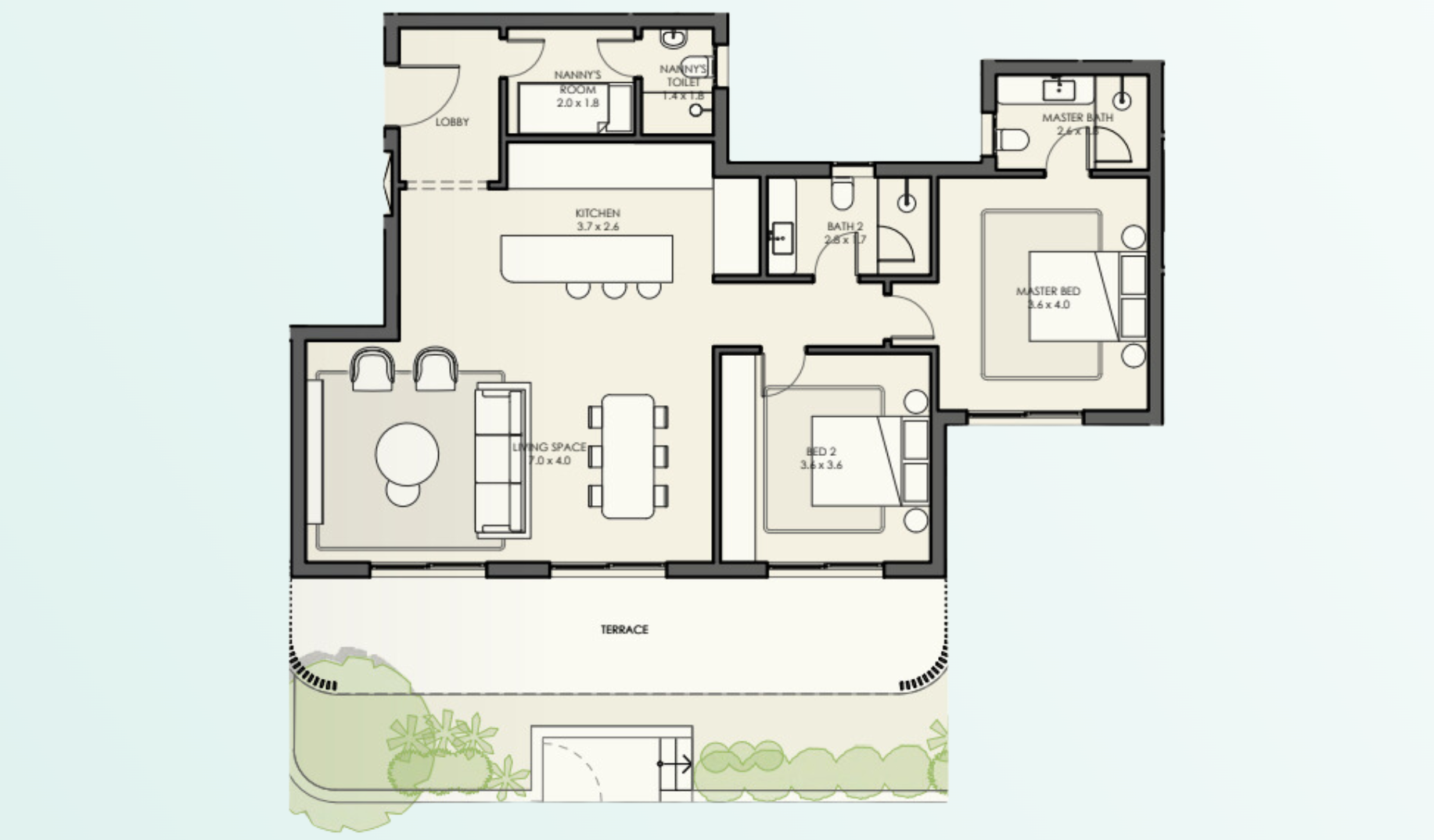 Floor plan for apartment at Crescent Walk