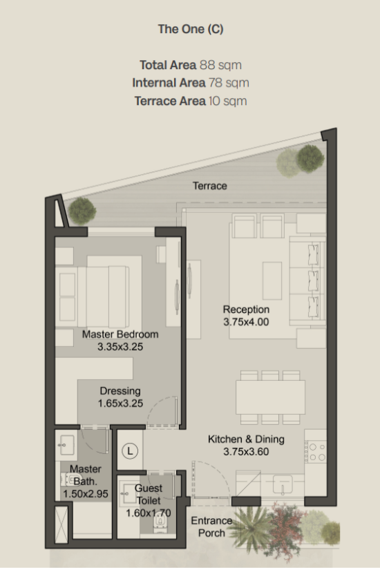 Floor plan for apartment at Hills of One