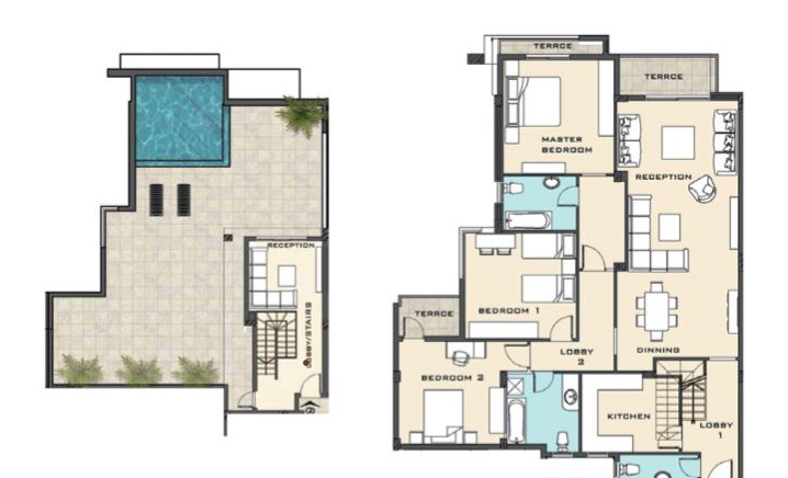 Floor plan for penthouse at Galleria Residence