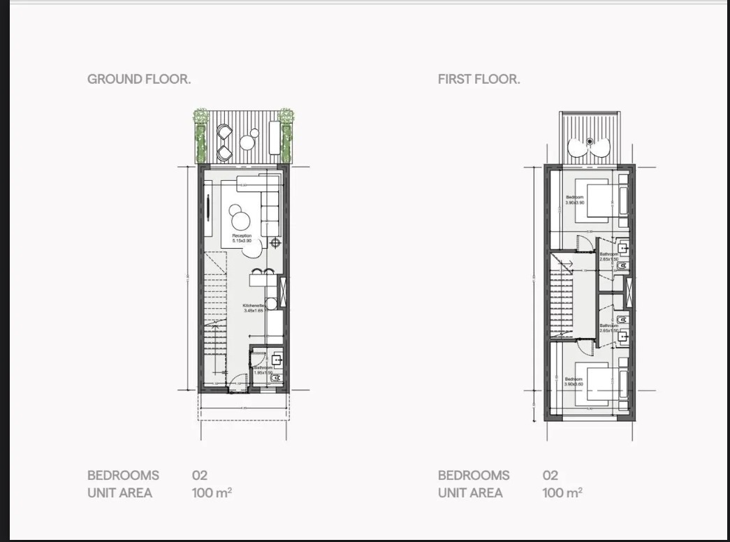Floor plan for duplex at Playa