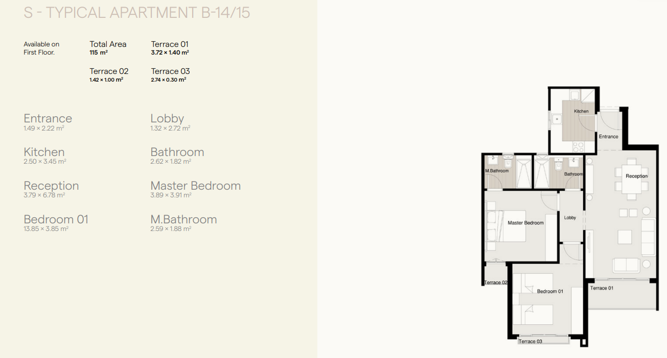 Floor plan for apartment at Residence Eight Sky Abu Dhabi