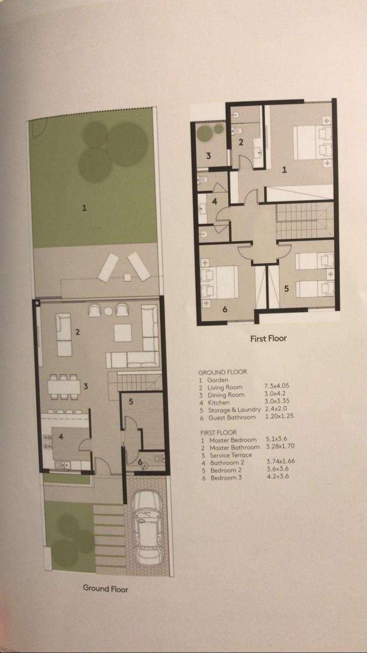 Floor plan for townhouse at Al Burouj