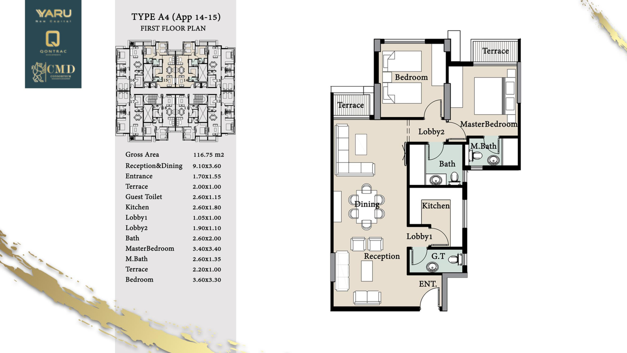 Floor plan for apartment at Yaru