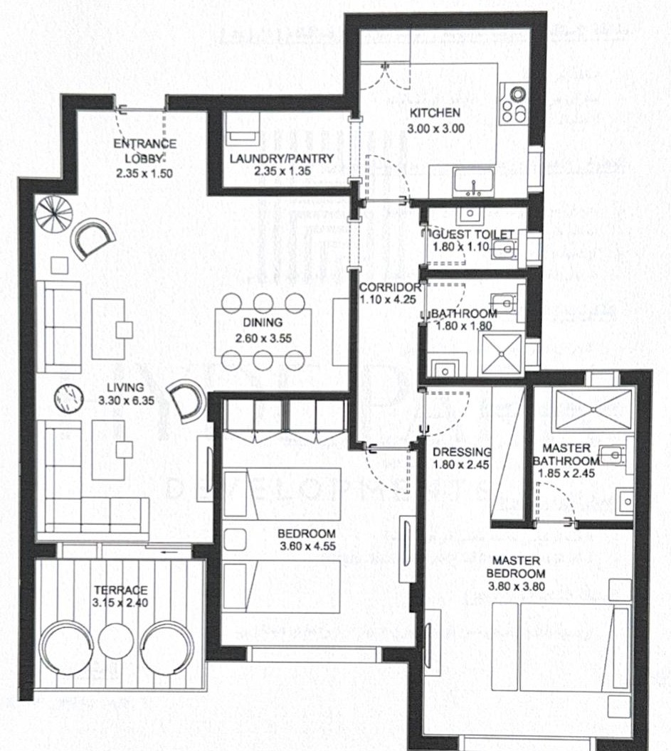 Floor plan for apartment at Hyde Park