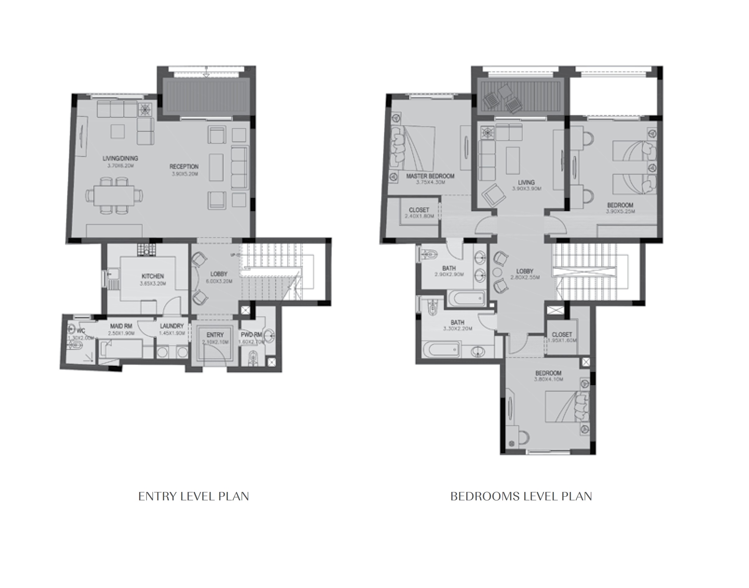 Floor plan for duplex at Uptown Cairo