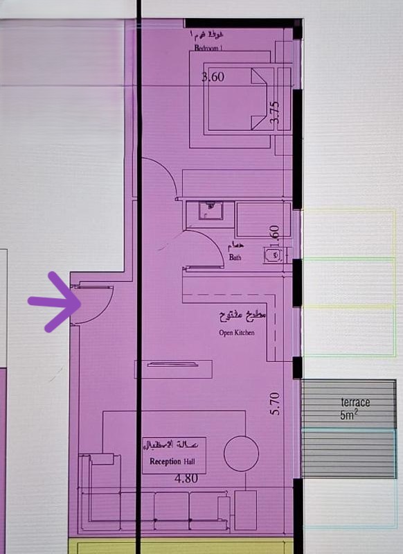 Floor plan for studio at Sky Ramp