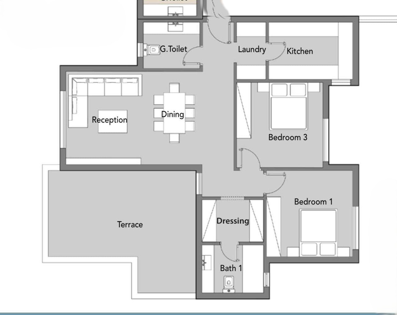 Floor plan for penthouse at Badya