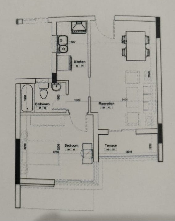 Floor plan for studio at Nyoum Mostaqbal City
