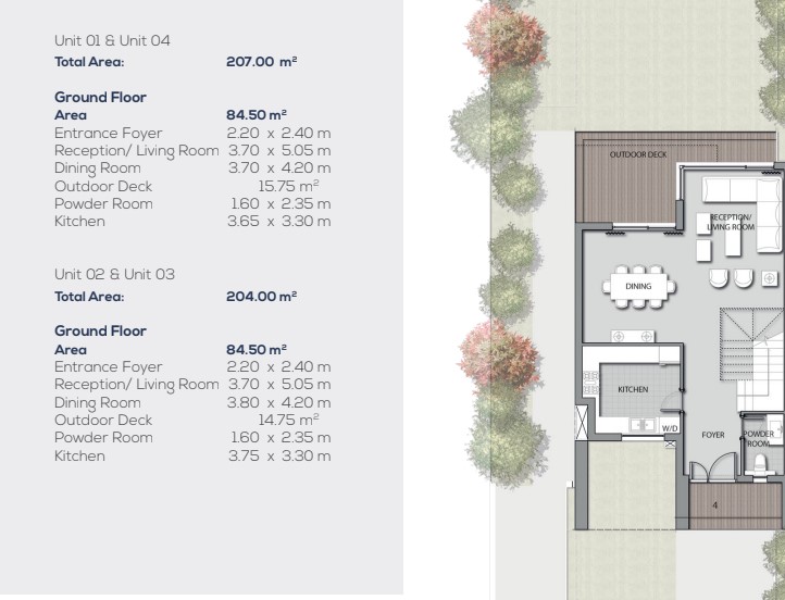 Floor plan for townhouse at Noor Capital Gardens