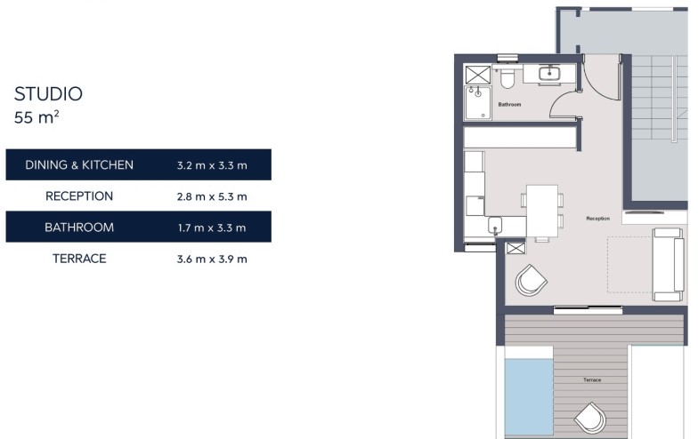 Floor plan for studio at Il Monte Galala