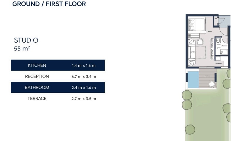 Floor plan for studio at Il Monte Galala