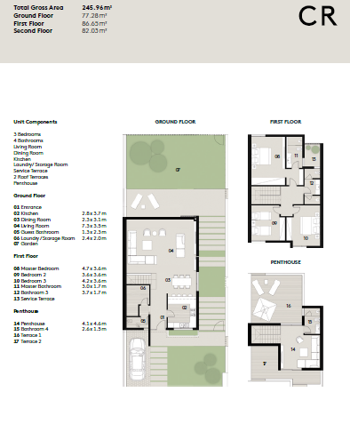 Floor plan for townhouse at Al Burouj