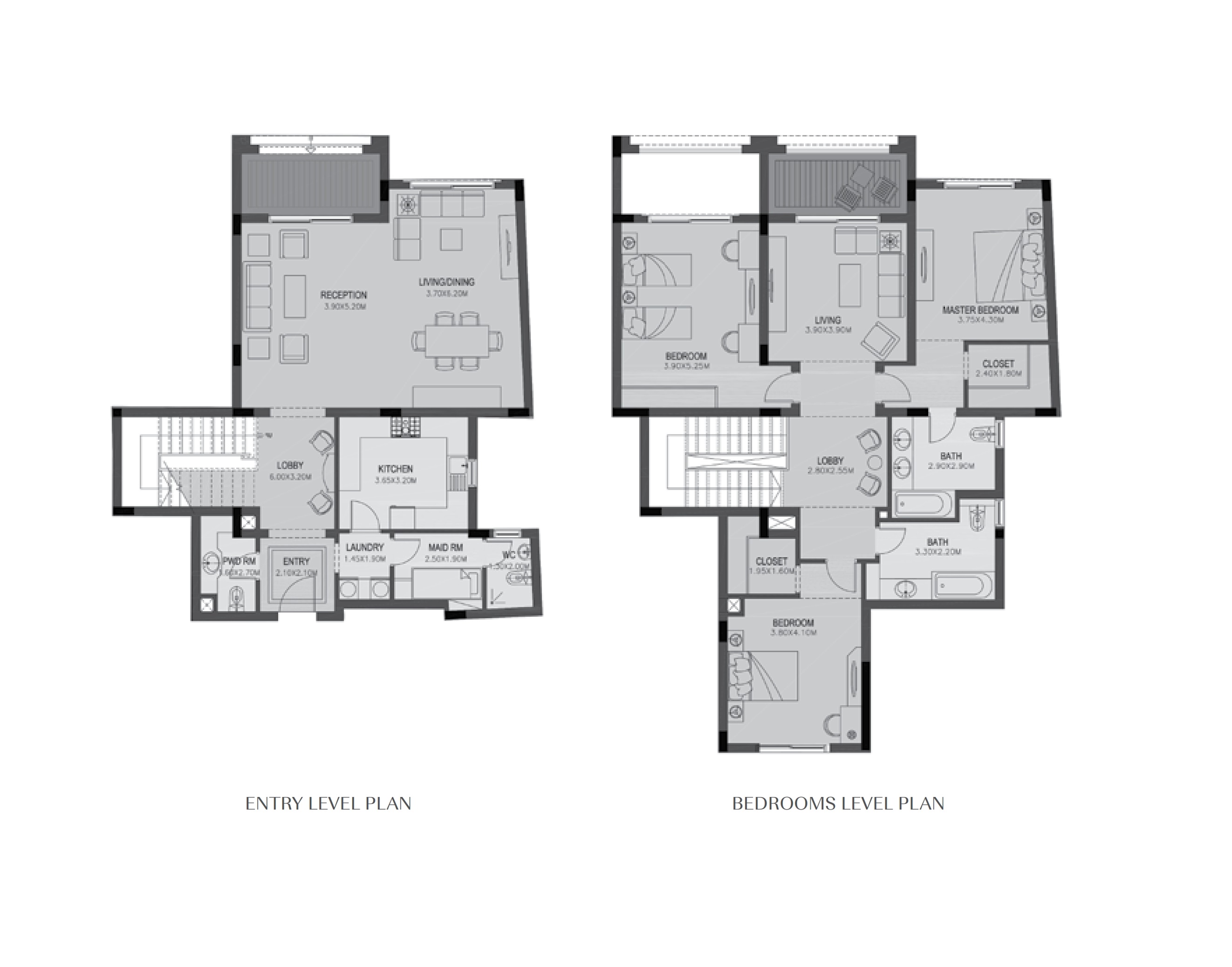 Floor plan for duplex at Uptown Cairo