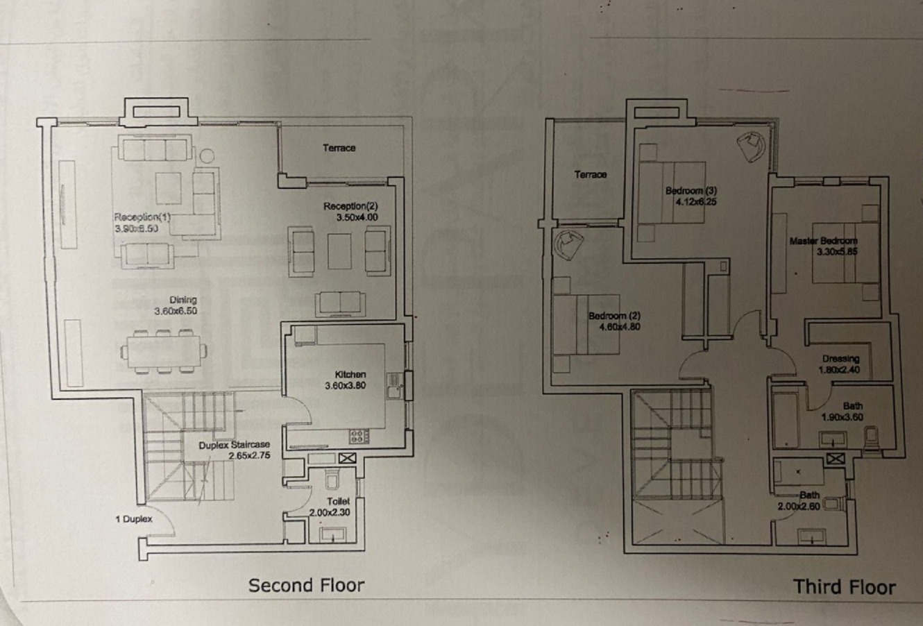 Floor plan for duplex at Hyde Park