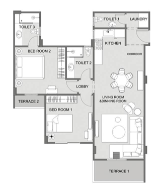 Floor plan for apartment at Yellow Residence