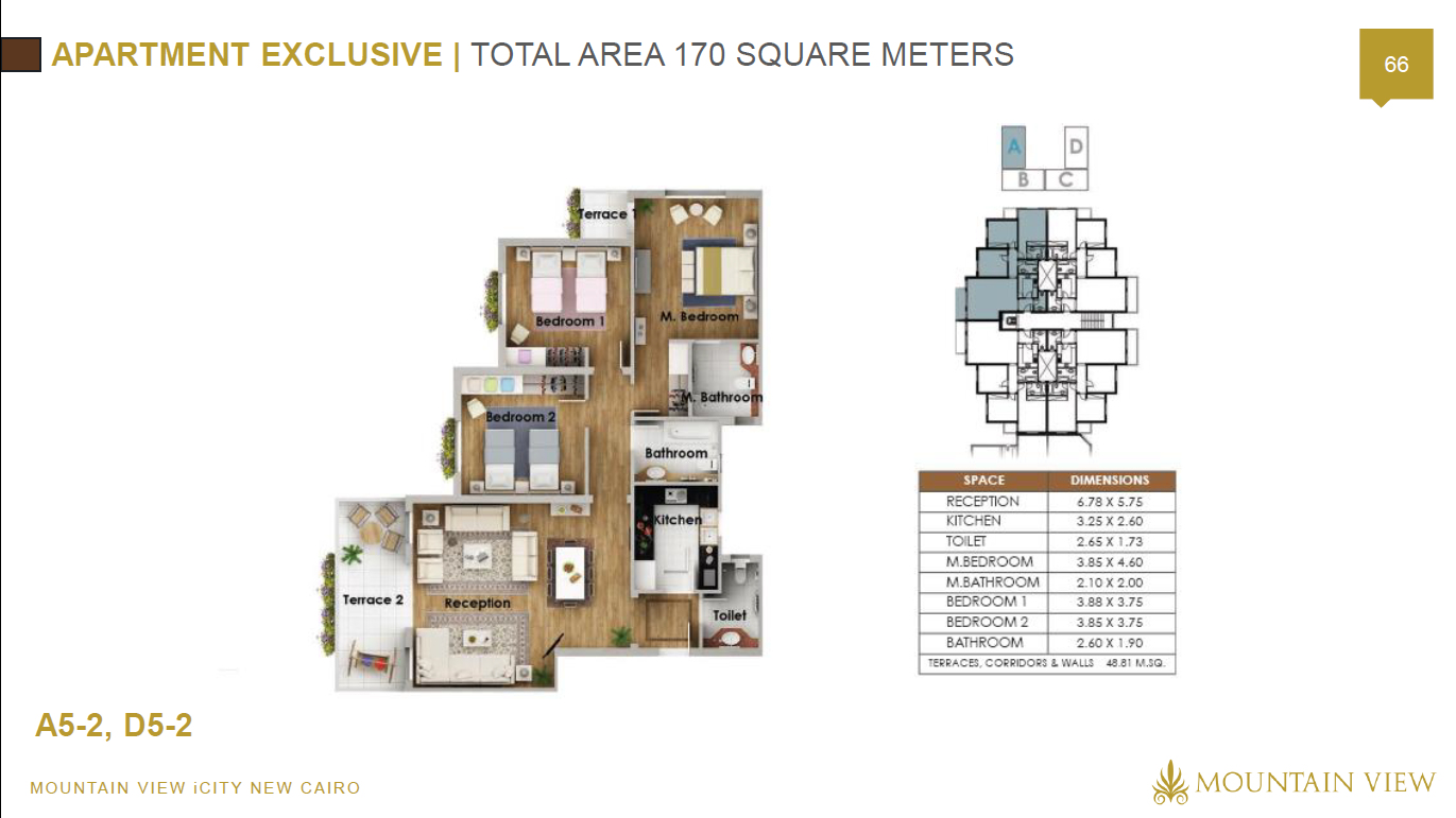 Floor plan for apartment at Mountain View ICity New Cairo