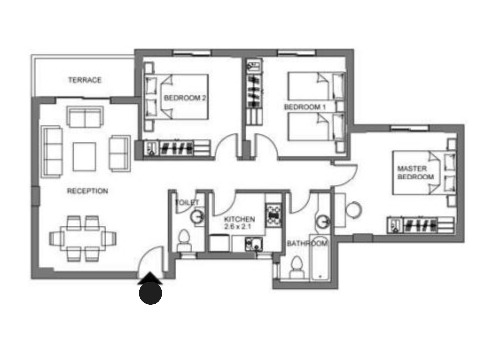 Floor plan for apartment at Sarai