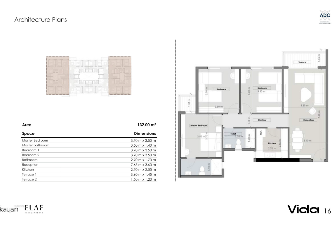 Floor plan for apartment at Vida Residence