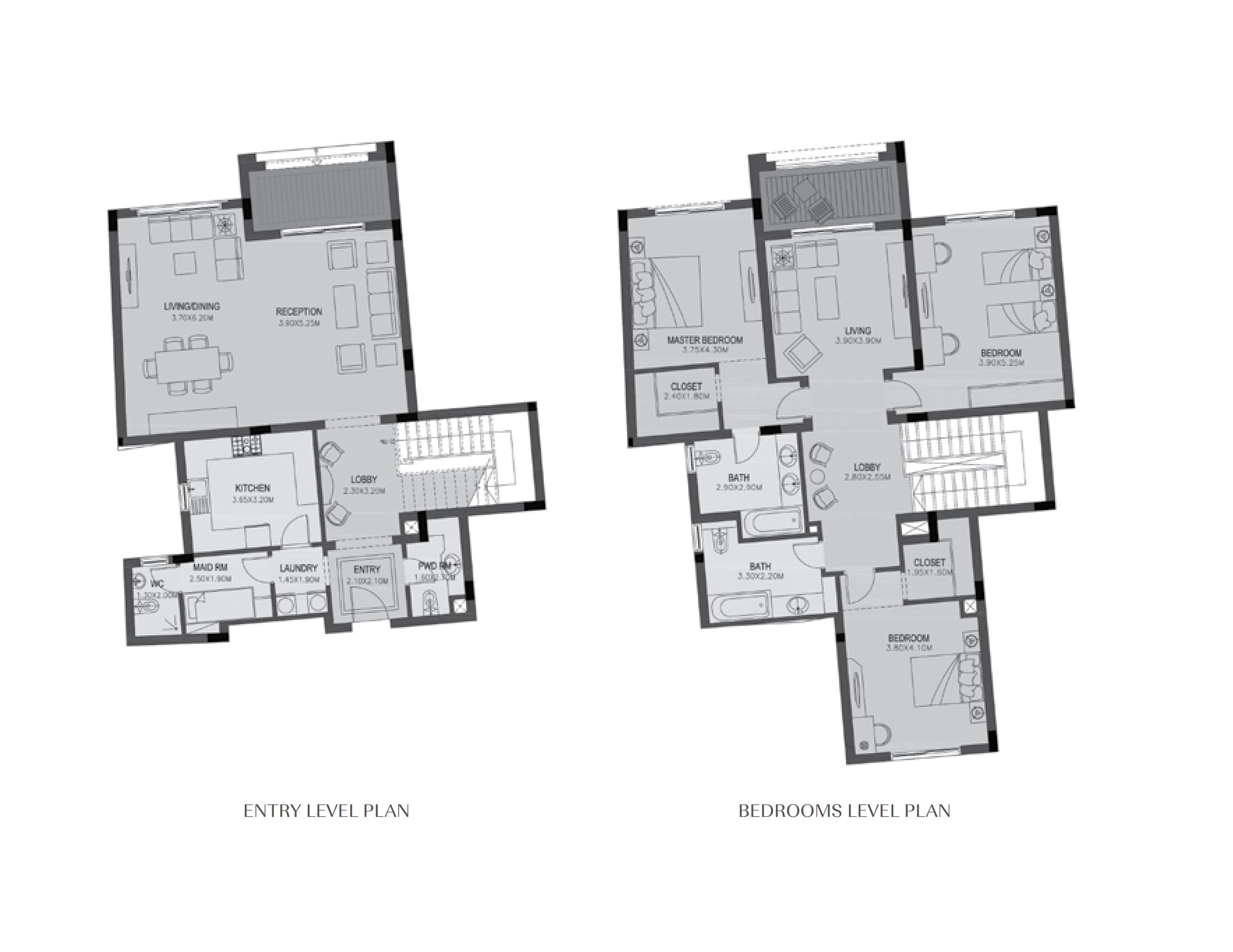 Floor plan for duplex at Uptown Cairo