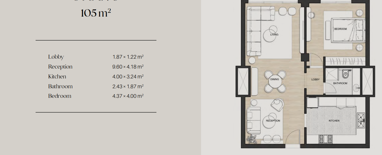Floor plan for apartment at Residence Eight Sky Abu Dhabi