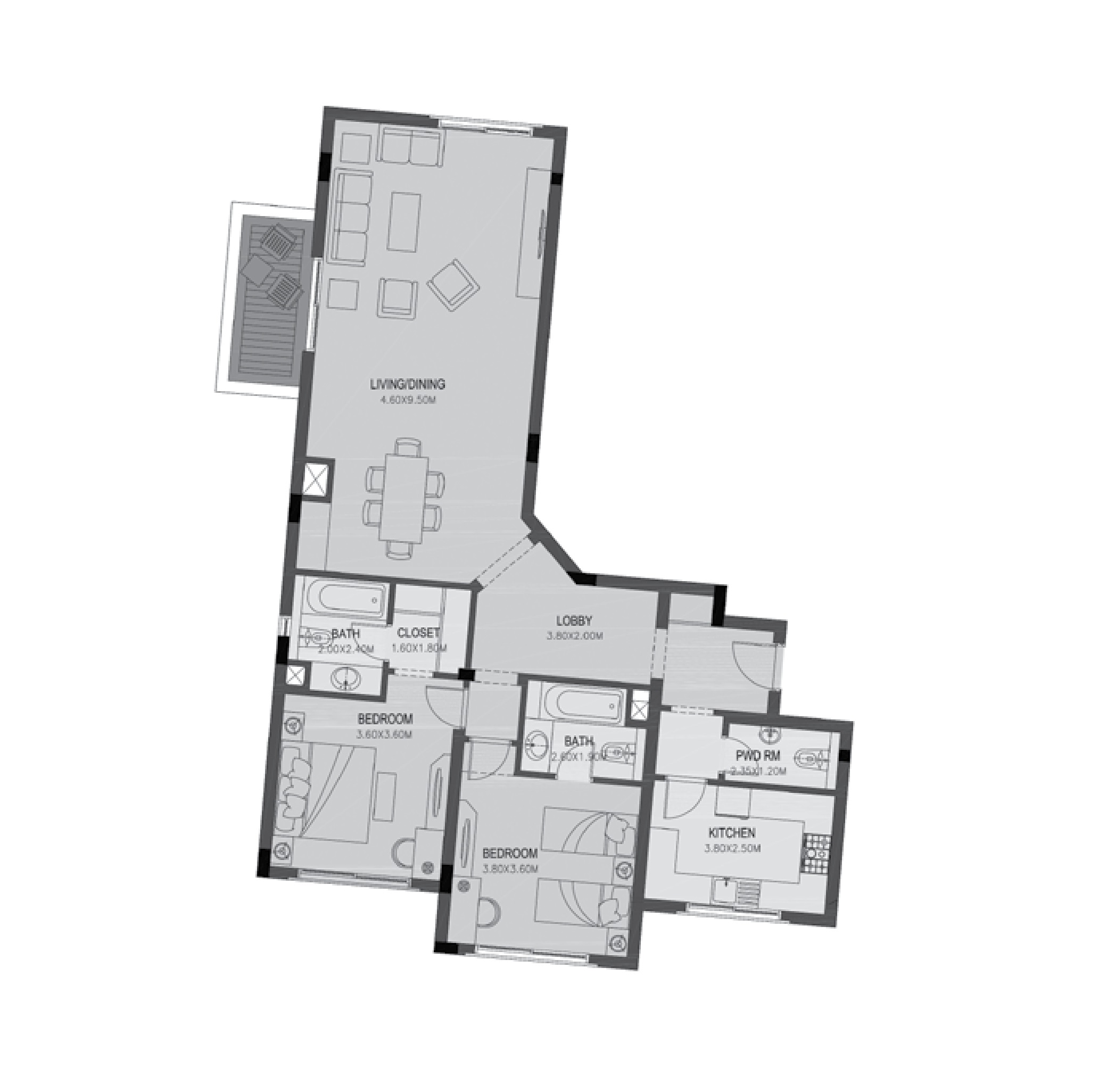Floor plan for apartment at Uptown Cairo