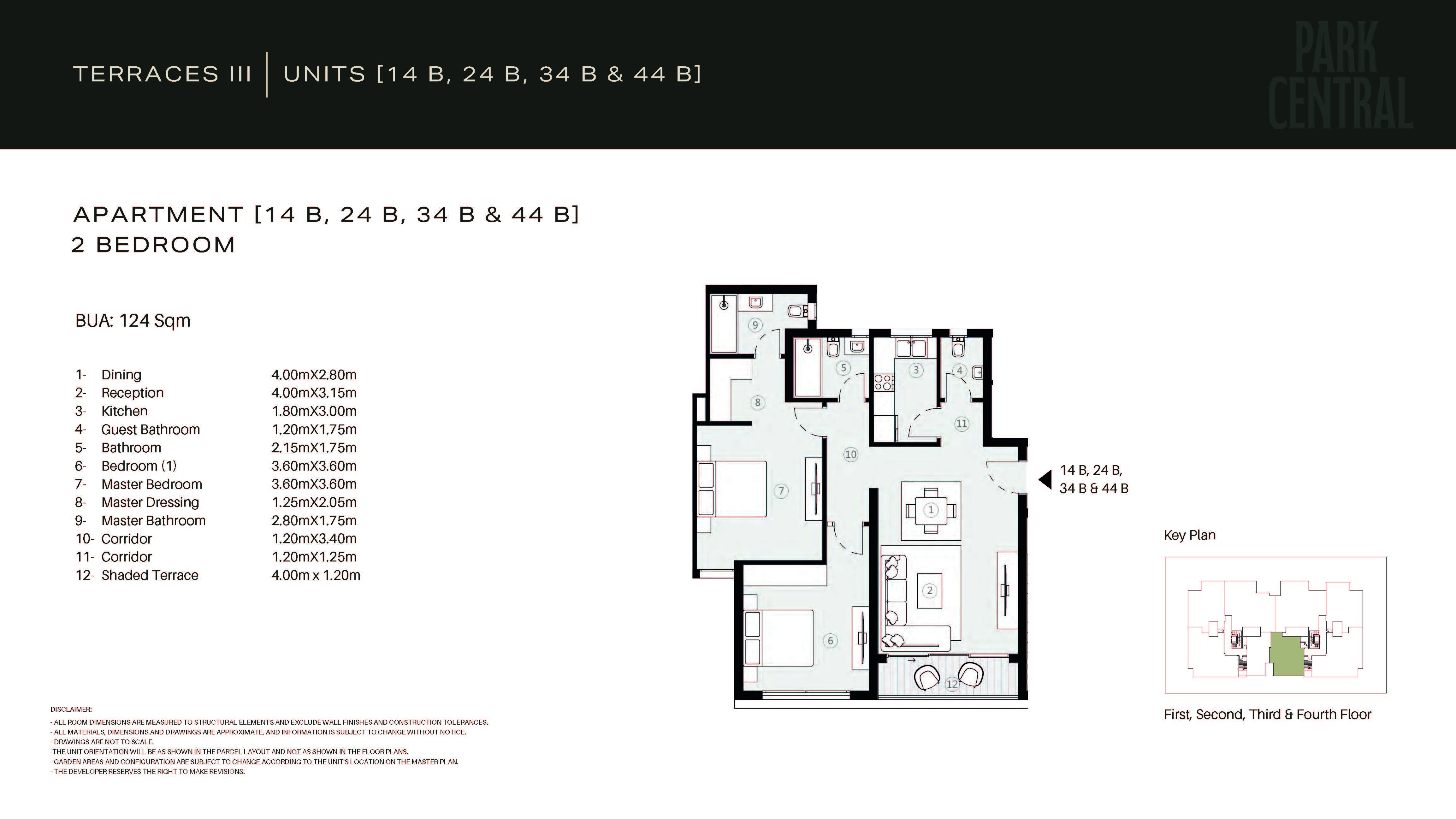 Floor plan for apartment at Park Central