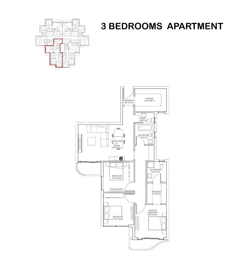 Floor plan for apartment at J East-Phase 2