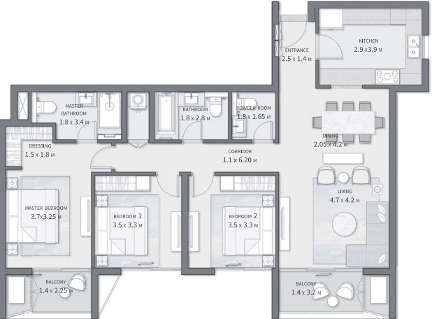 Floor plan for apartment at Cairo Gate