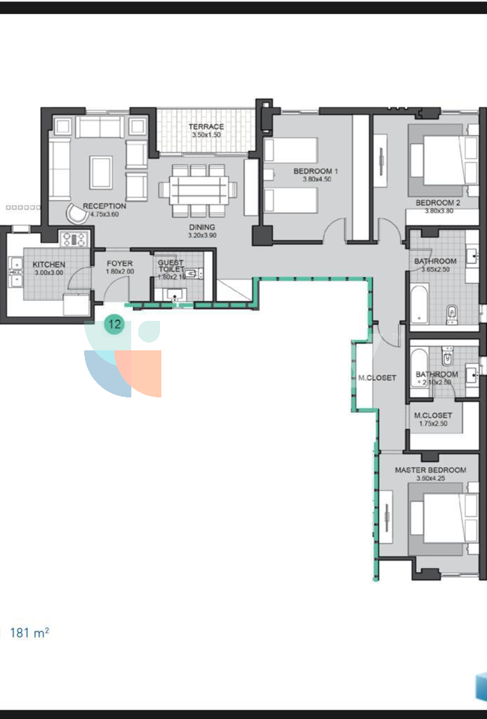 Floor plan for apartment at Sky Condos Phase 3, Villette
