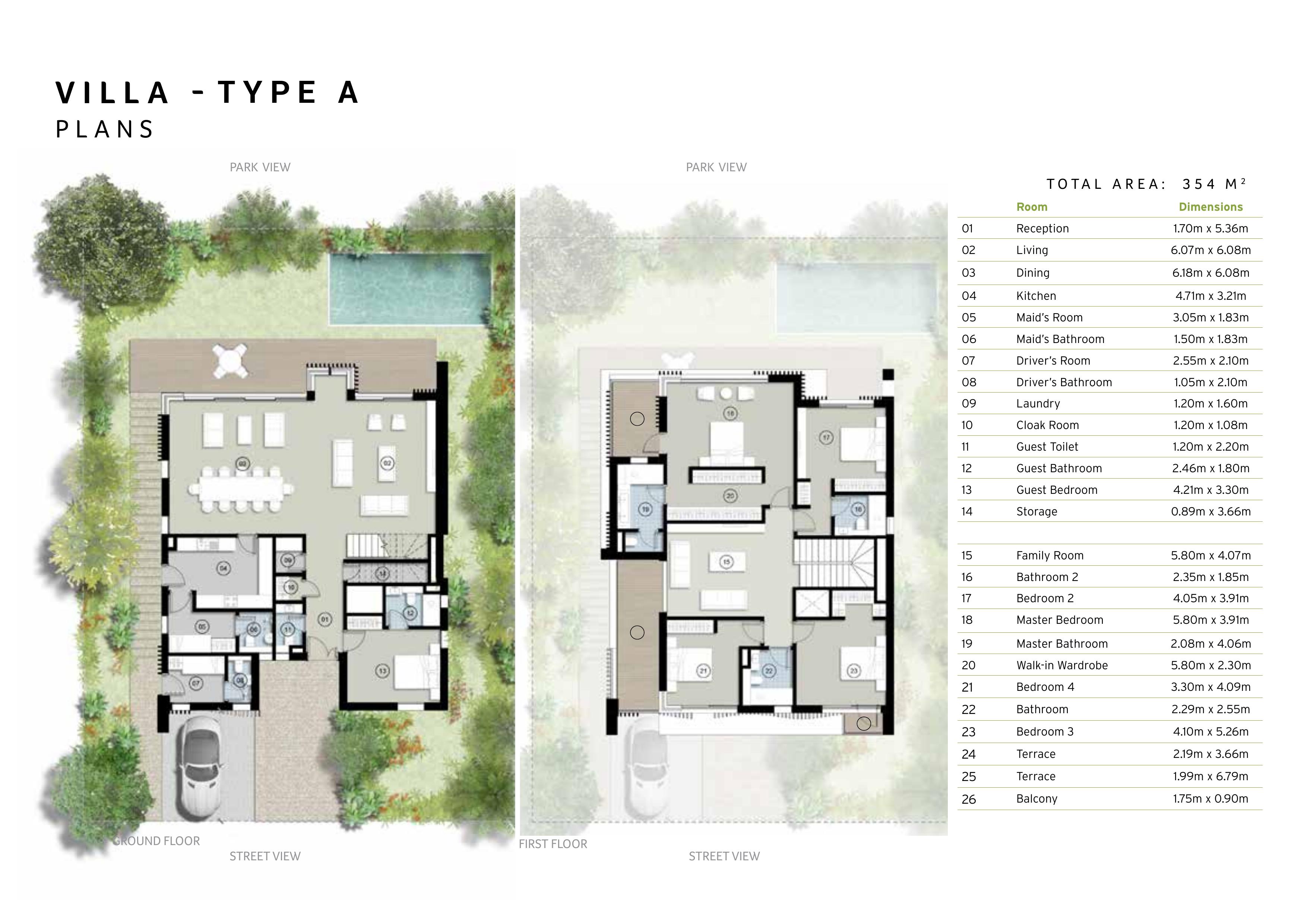 Floor plan for villa at ZED East