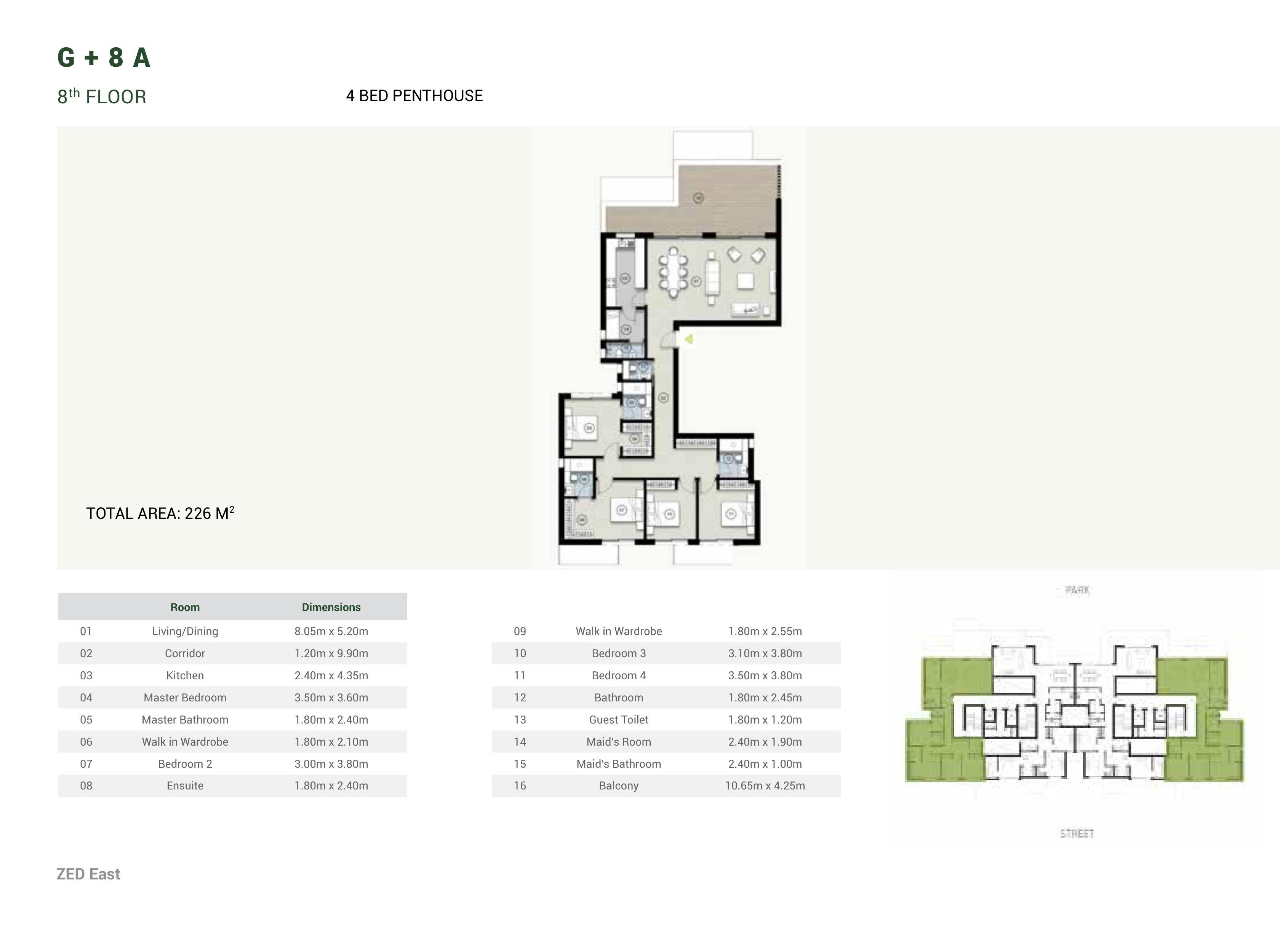 Floor plan for penthouse at ZED East