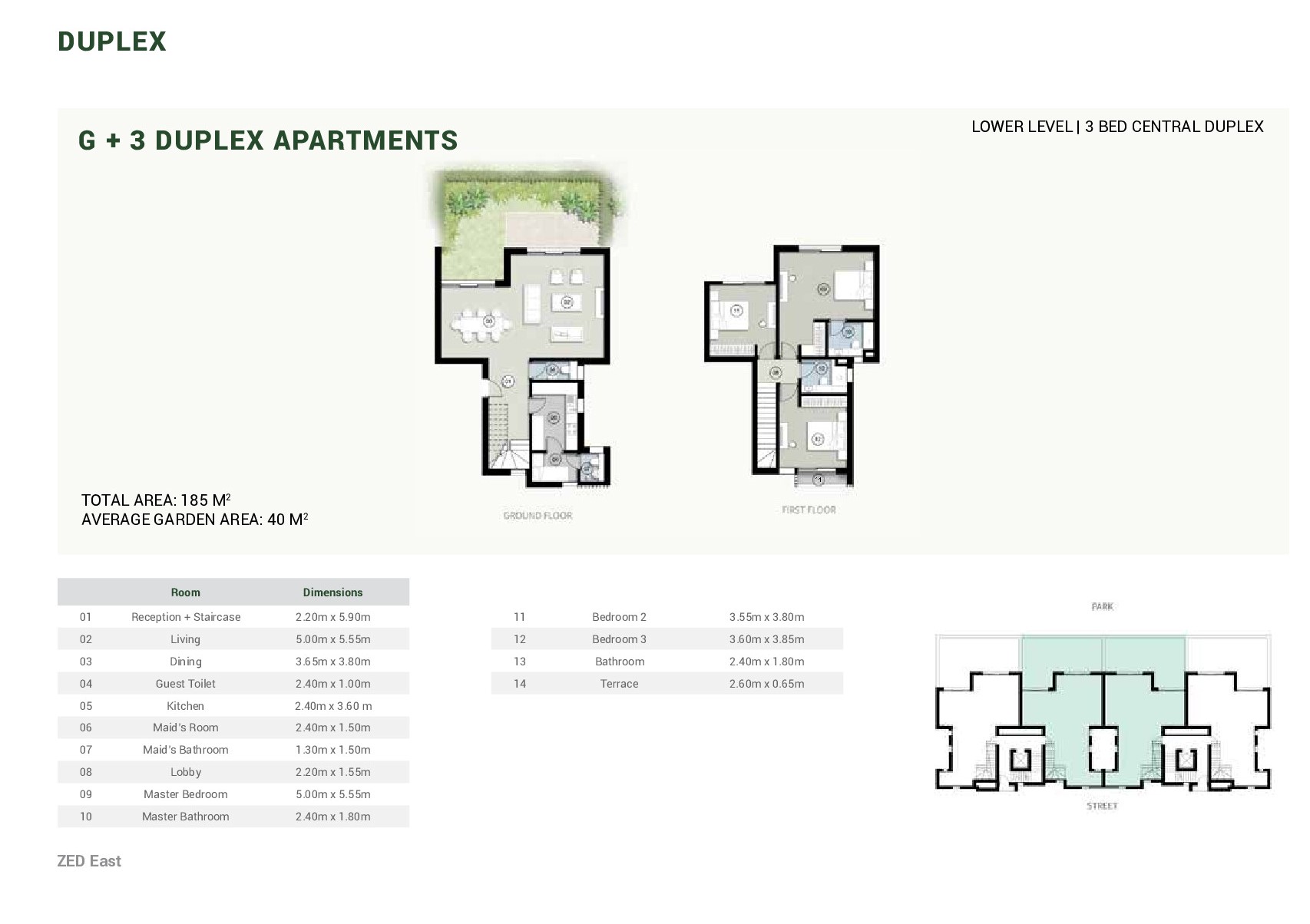 Floor plan for duplex at ZED East