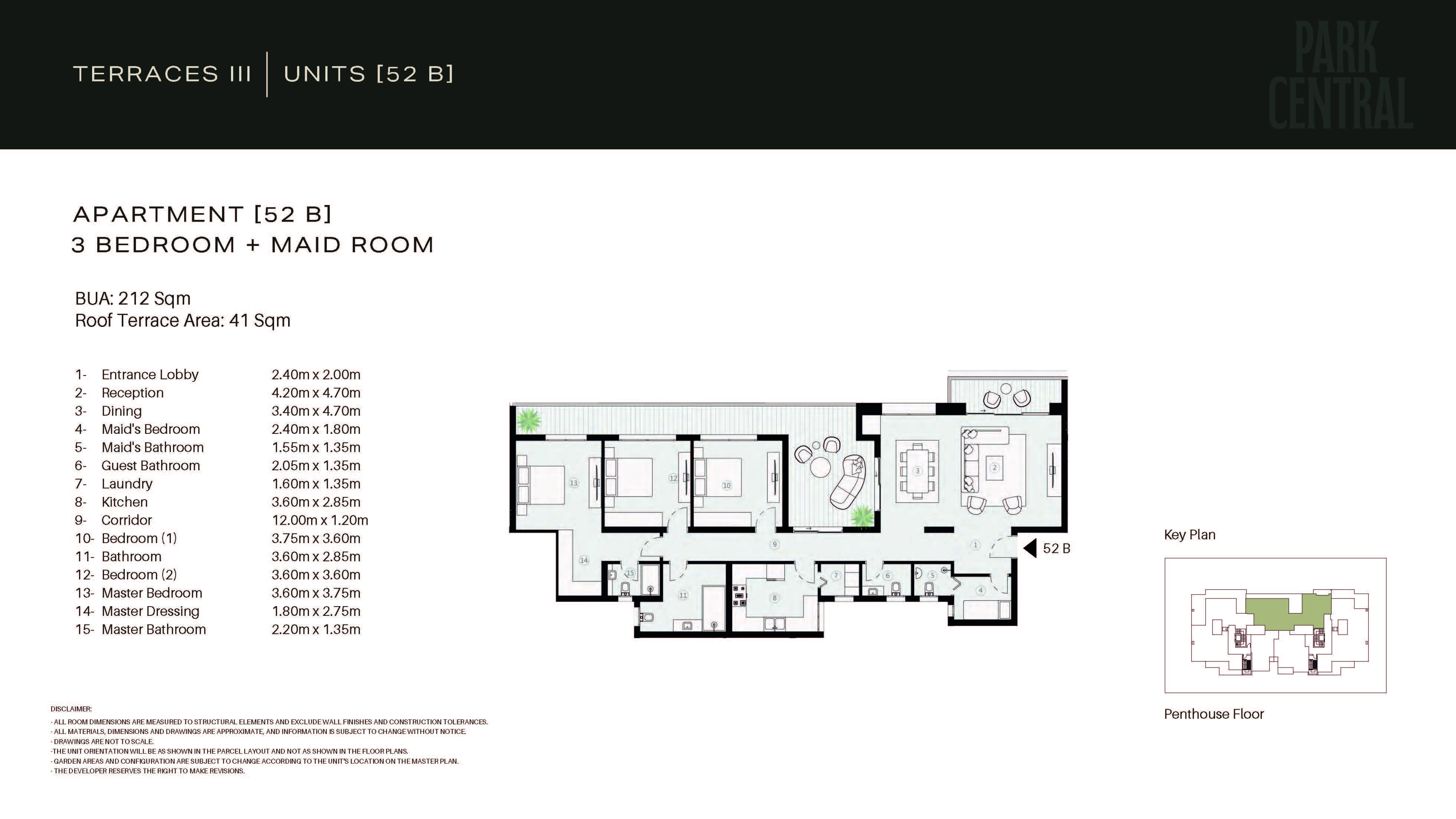 Floor plan for penthouse at Park Central