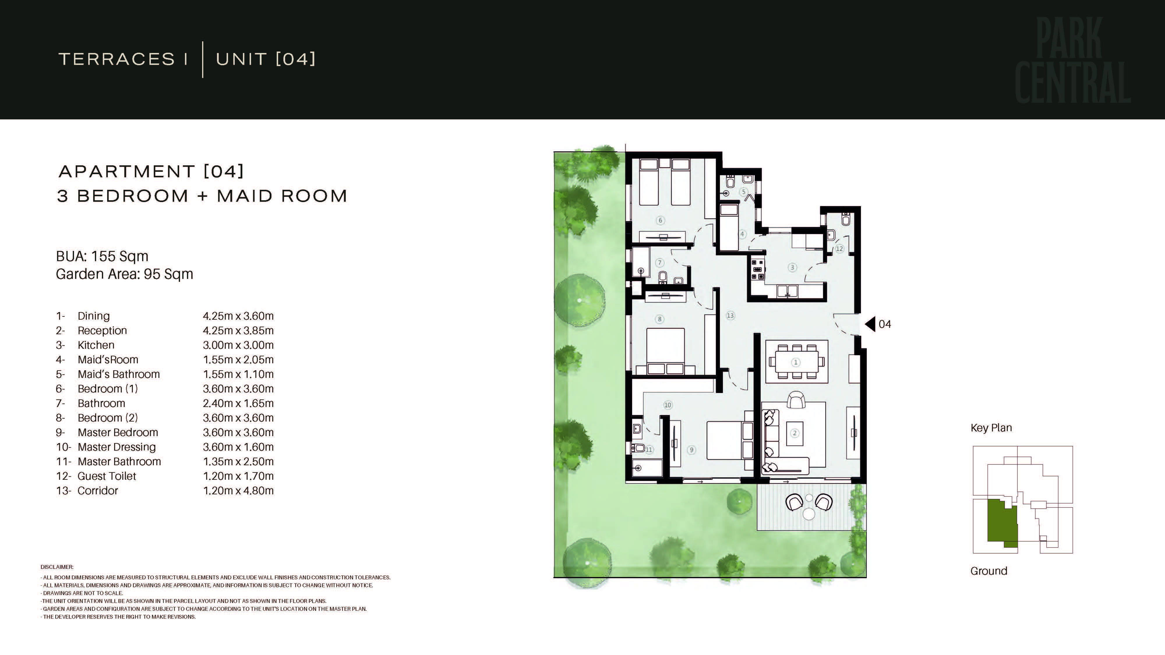 Floor plan for apartment at Park Central