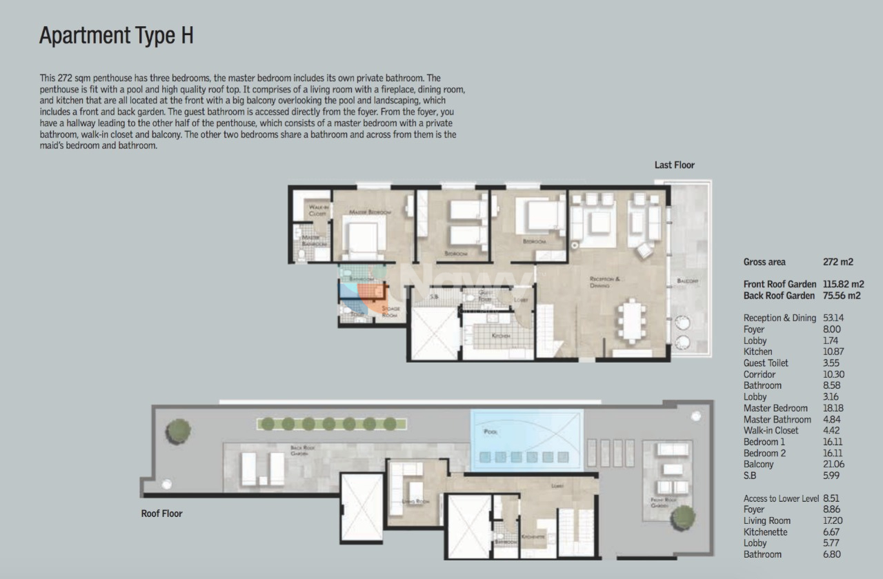 Floor plan for penthouse at Lake View Residence