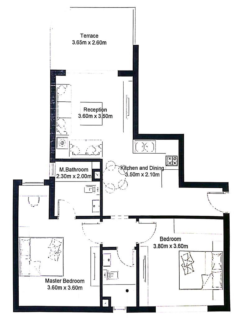 Floor plan for chalet at Hyde Park North - Seashore