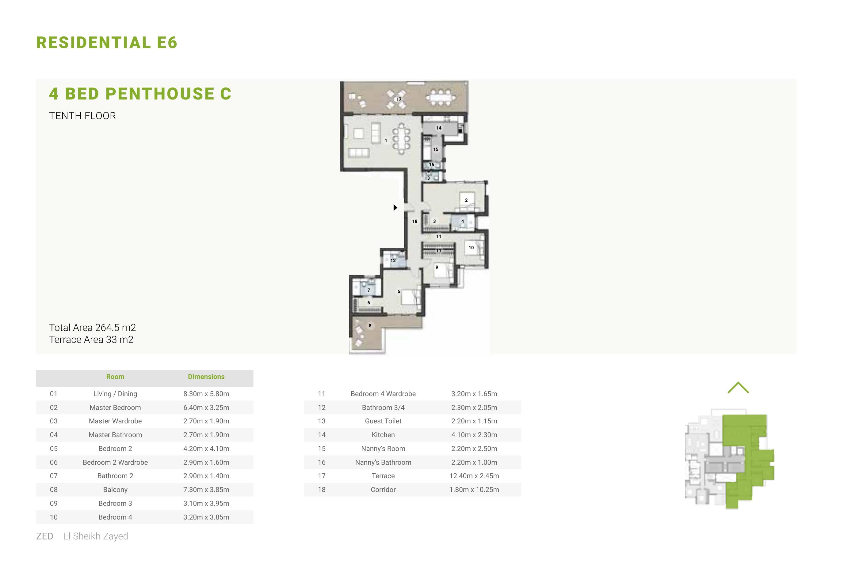 Floor plan for penthouse at ZED