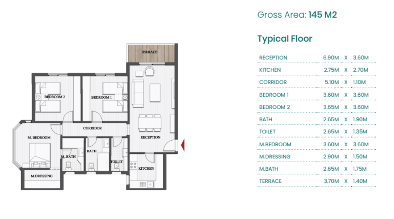 Floor plan for apartment at Mountain View ICity New Cairo