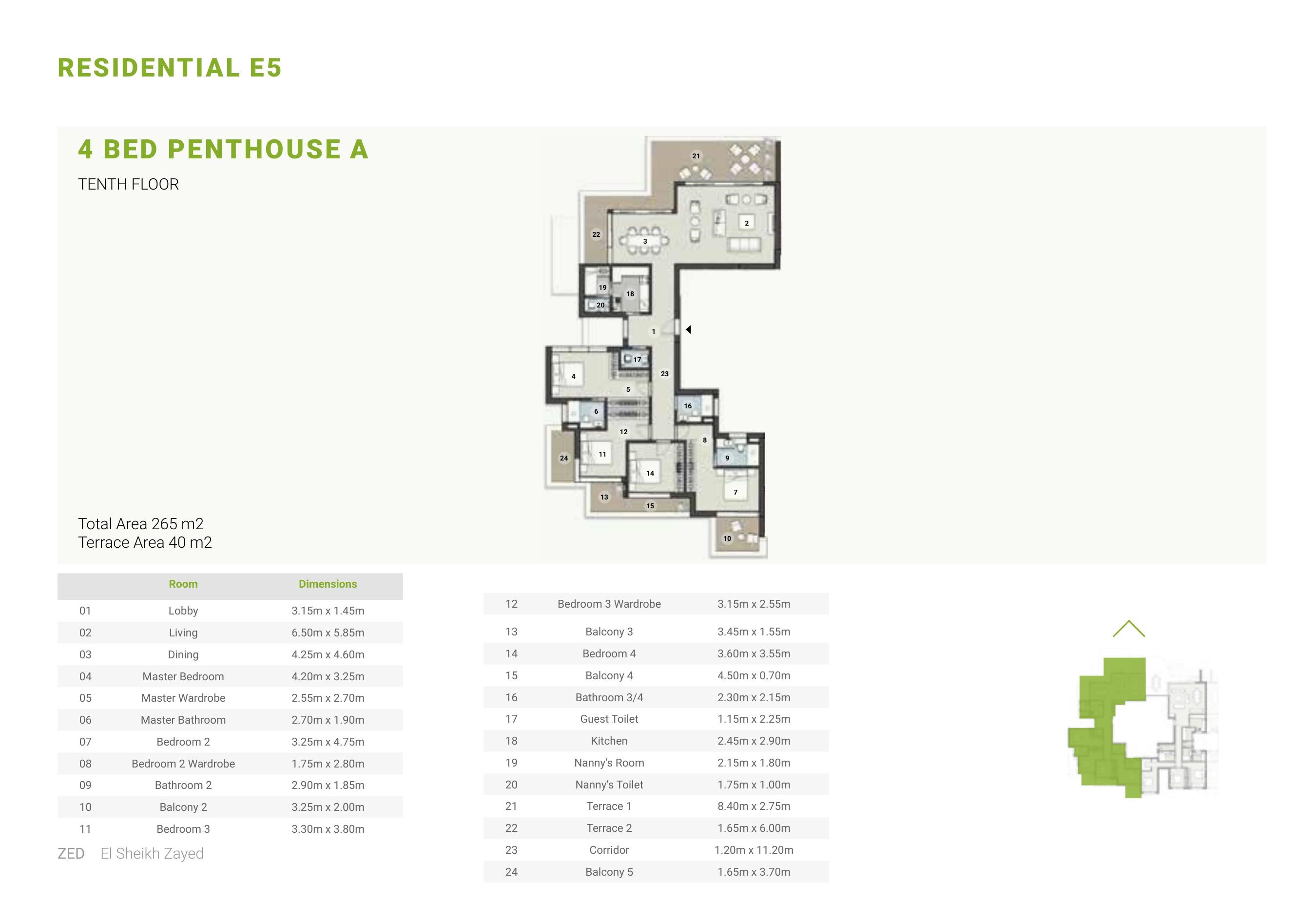Floor plan for penthouse at ZED