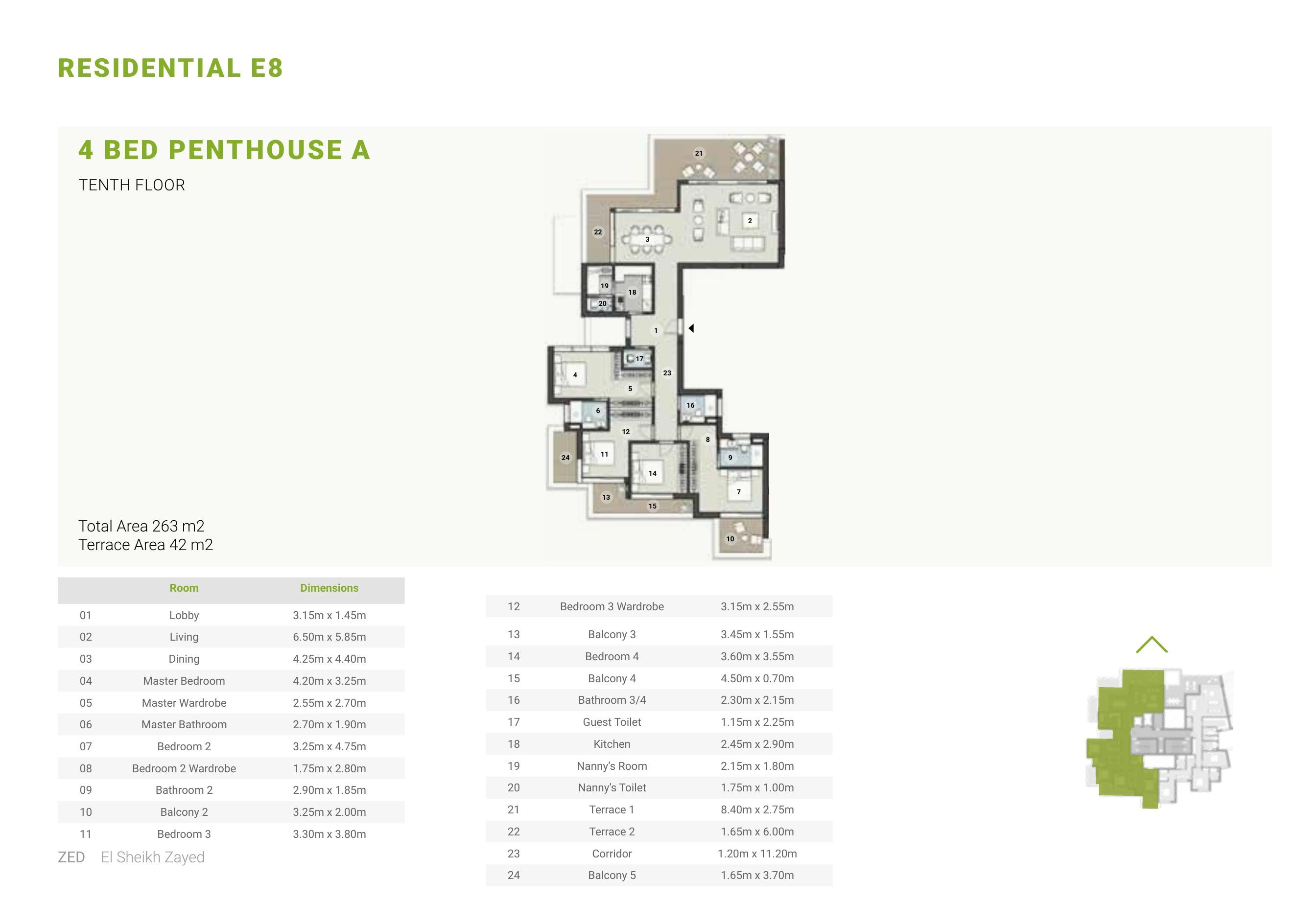 Floor plan for penthouse at ZED