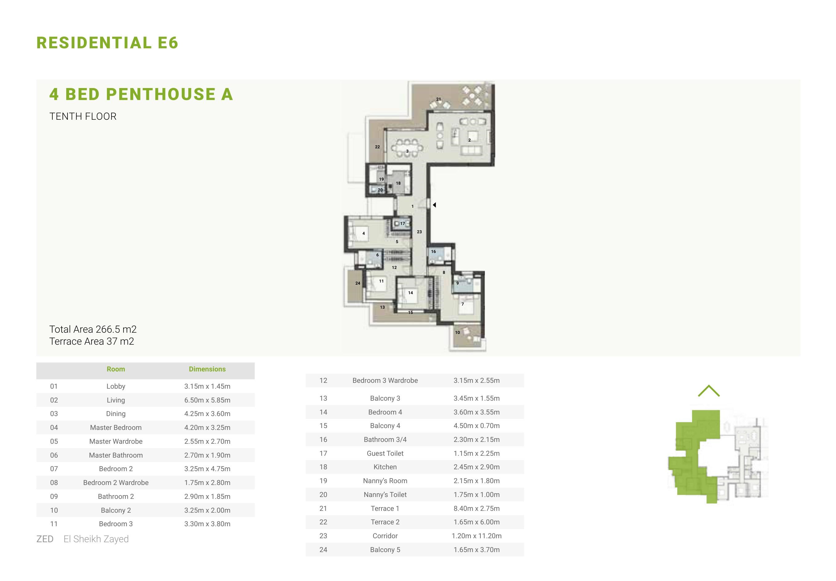 Floor plan for penthouse at ZED