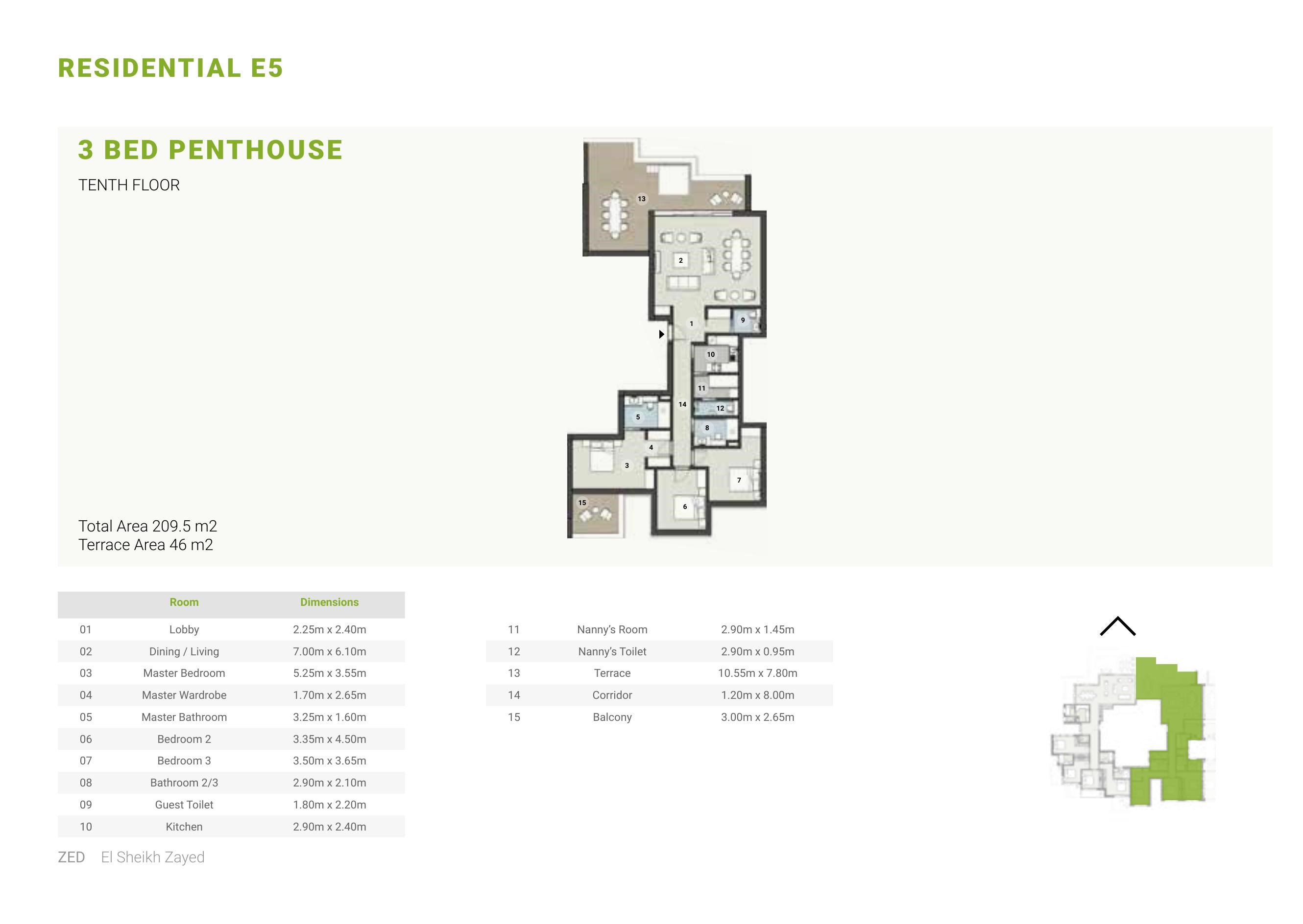 Floor plan for penthouse at ZED