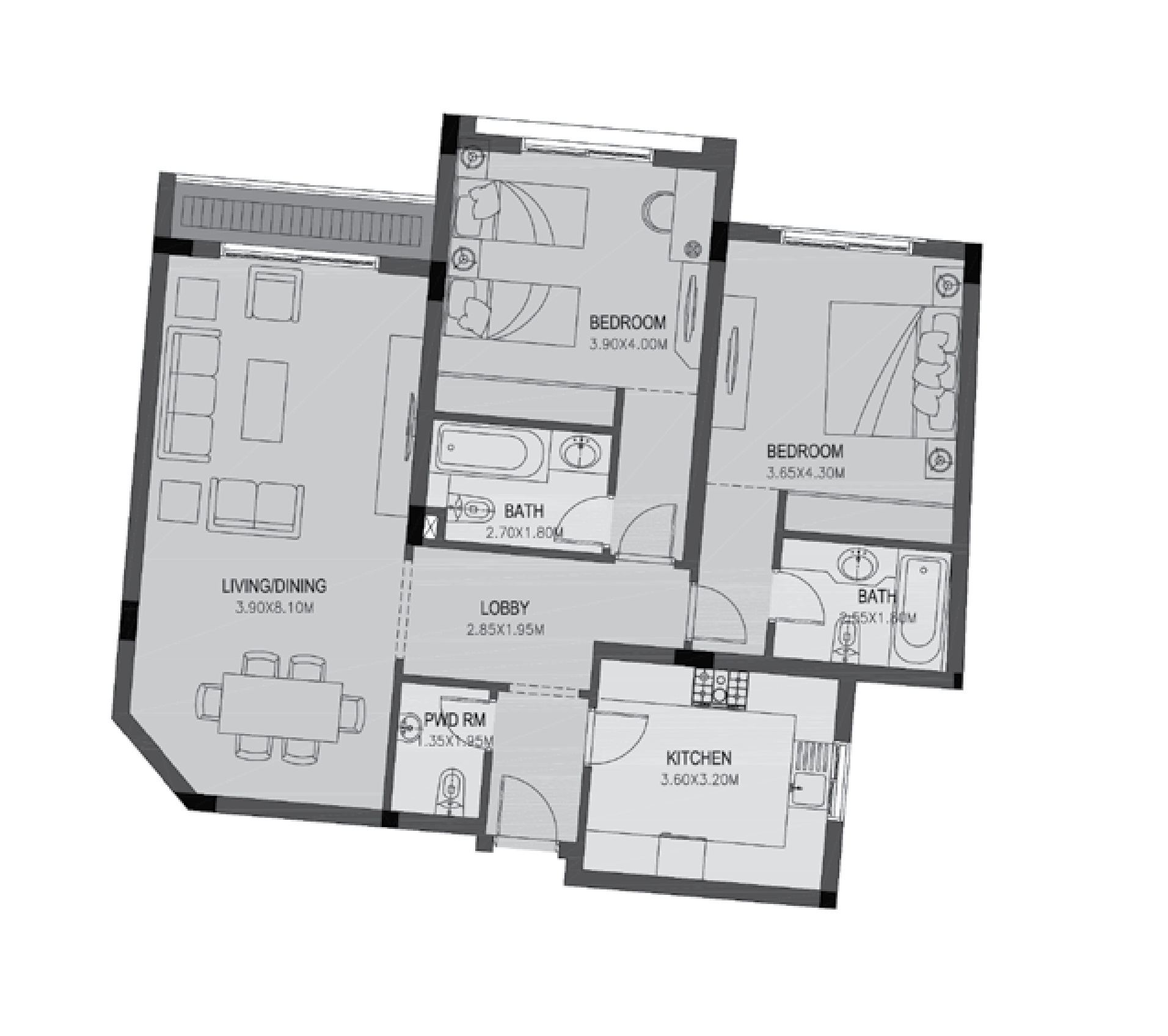 Floor plan for apartment at Uptown Cairo