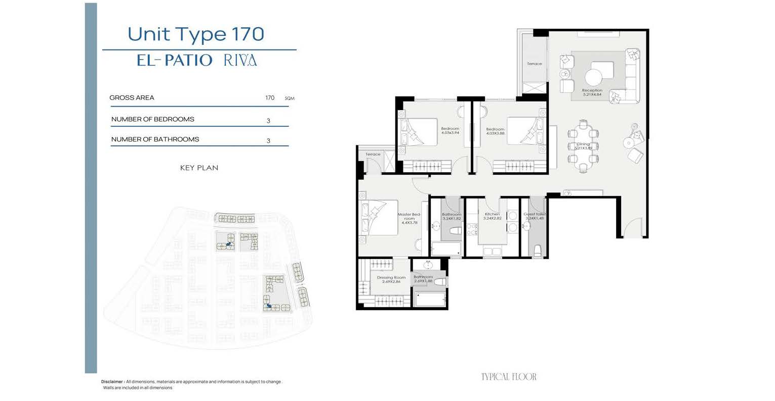 Floor plan for apartment at El Patio Riva